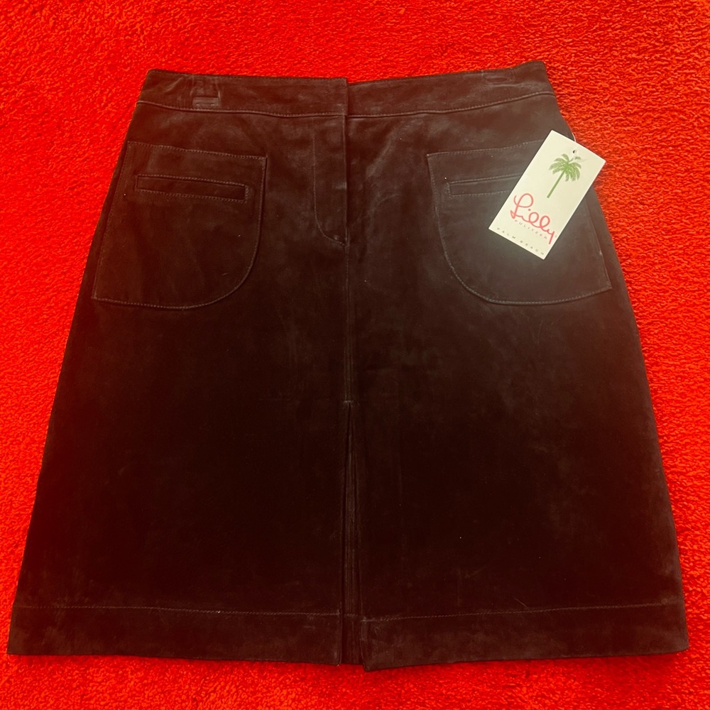 Suede leather skirt